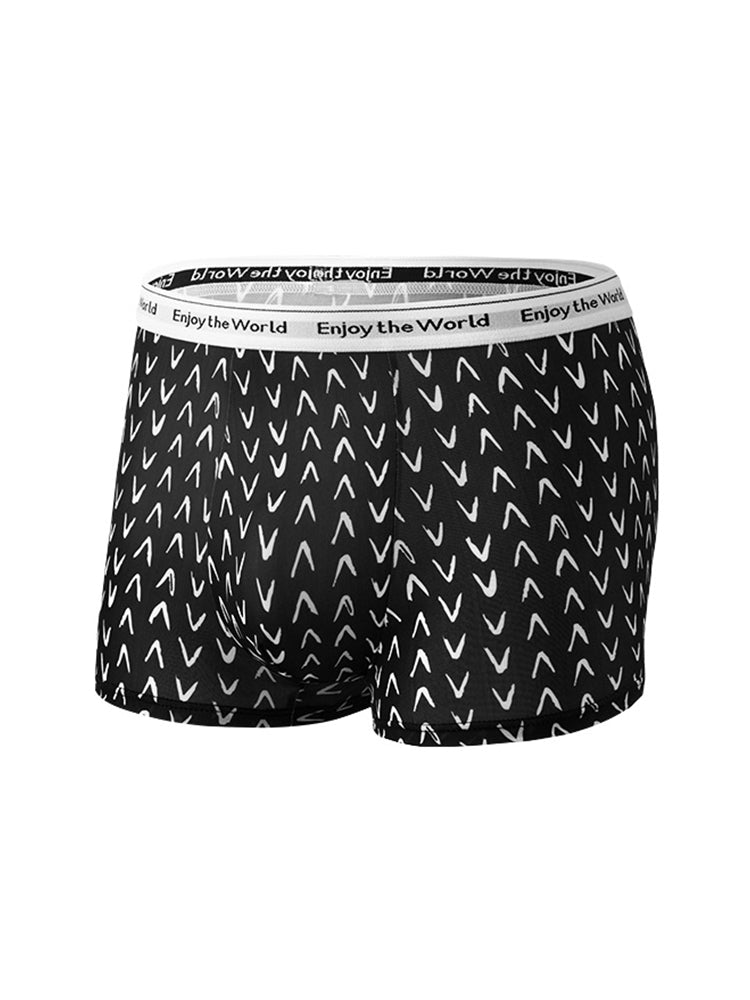 4 Pack Men's Ice Silk Printed Comfy Waistband Stretch Fit Trunks | dmunderwear detail image 10