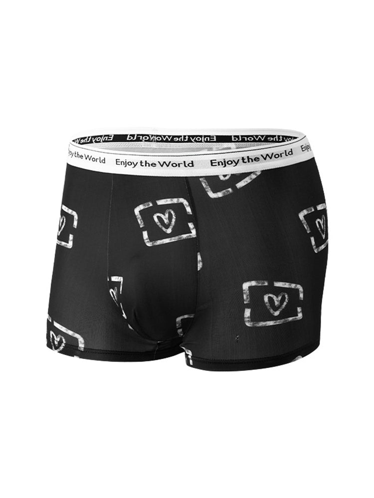 4 Pack Men's Ice Silk Printed Comfy Waistband Stretch Fit Trunks | dmunderwear detail image 13