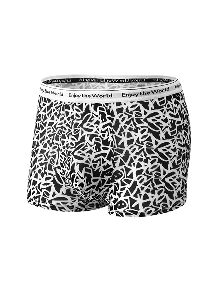 4 Pack Men's Ice Silk Printed Comfy Waistband Stretch Fit Trunks | dmunderwear detail image 15