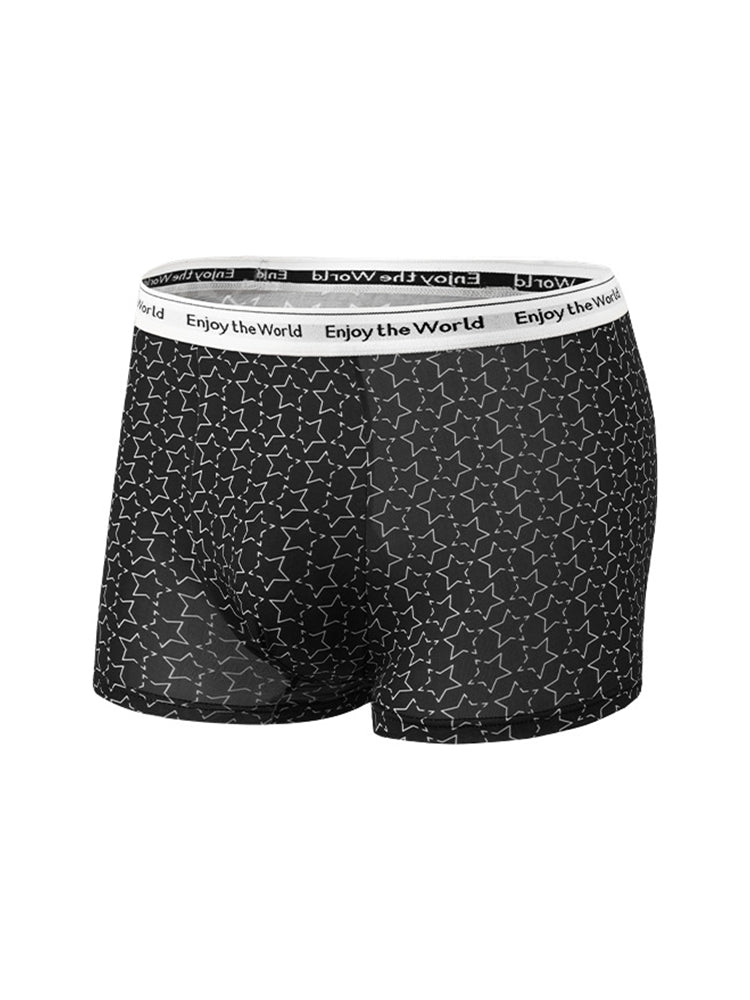 4 Pack Men's Ice Silk Printed Comfy Waistband Stretch Fit Trunks | dmunderwear detail image 16
