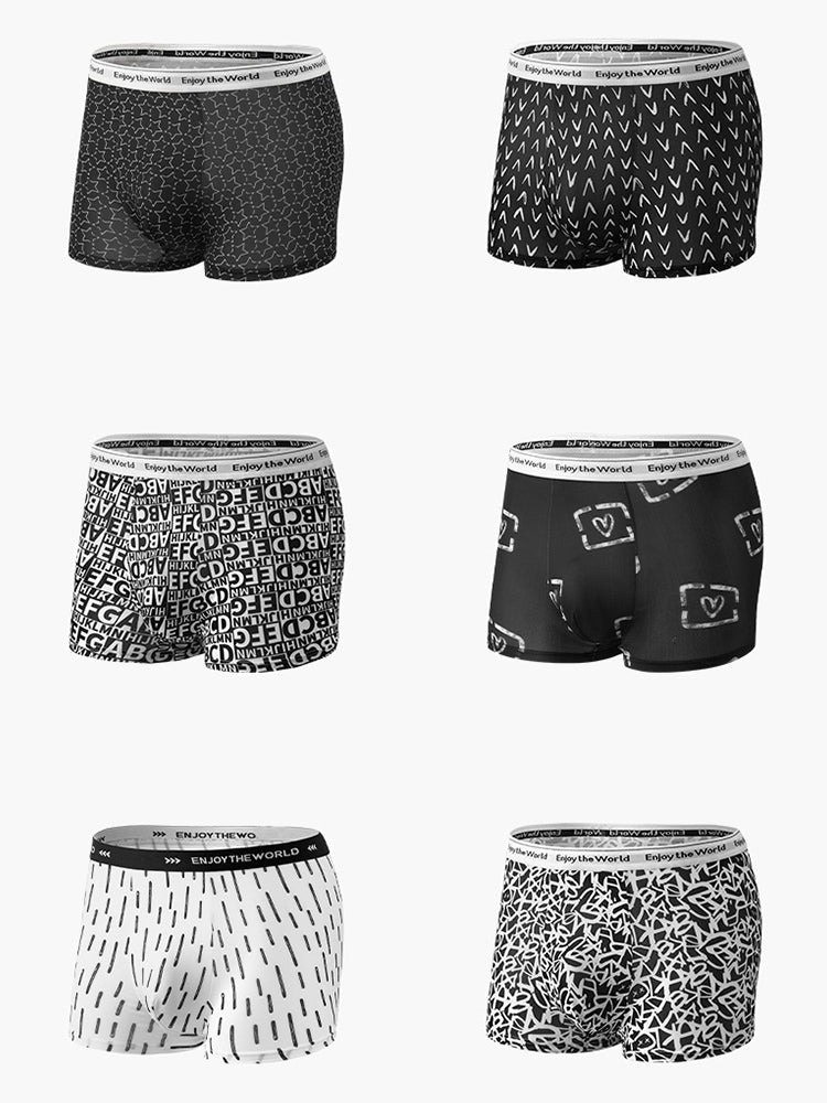 4 Pack Men's Ice Silk Printed Comfy Waistband Stretch Fit Trunks | dmunderwear detail image 18