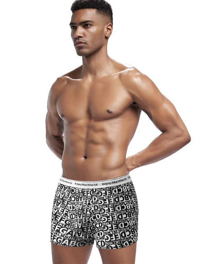 4 Pack Men's Ice Silk Printed Comfy Waistband Stretch Fit Trunks | dmunderwear detail image 3