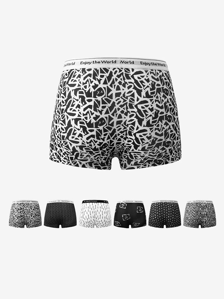 4 Pack Men's Ice Silk Printed Comfy Waistband Stretch Fit Trunks | dmunderwear detail image 4