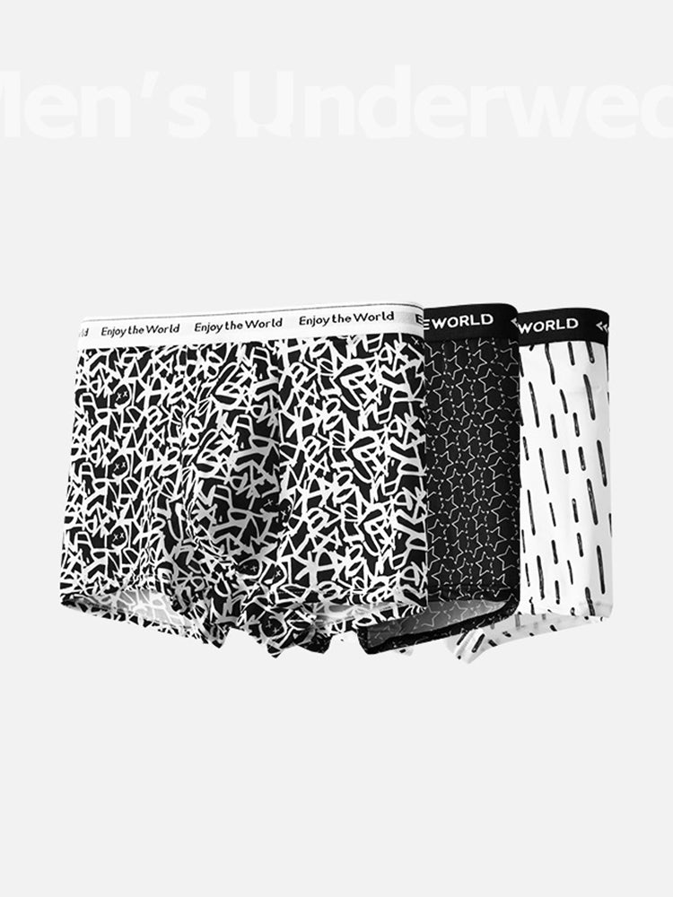 4 Pack Men's Ice Silk Printed Comfy Waistband Stretch Fit Trunks | dmunderwear detail image 9
