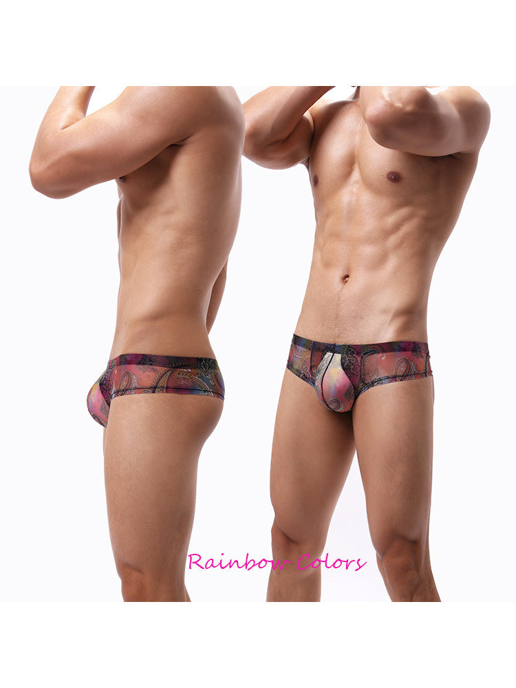 4-pack Men's Lace Print Sheer Mesh Bohemian Boxer Briefs | dmunderwear detail image 16