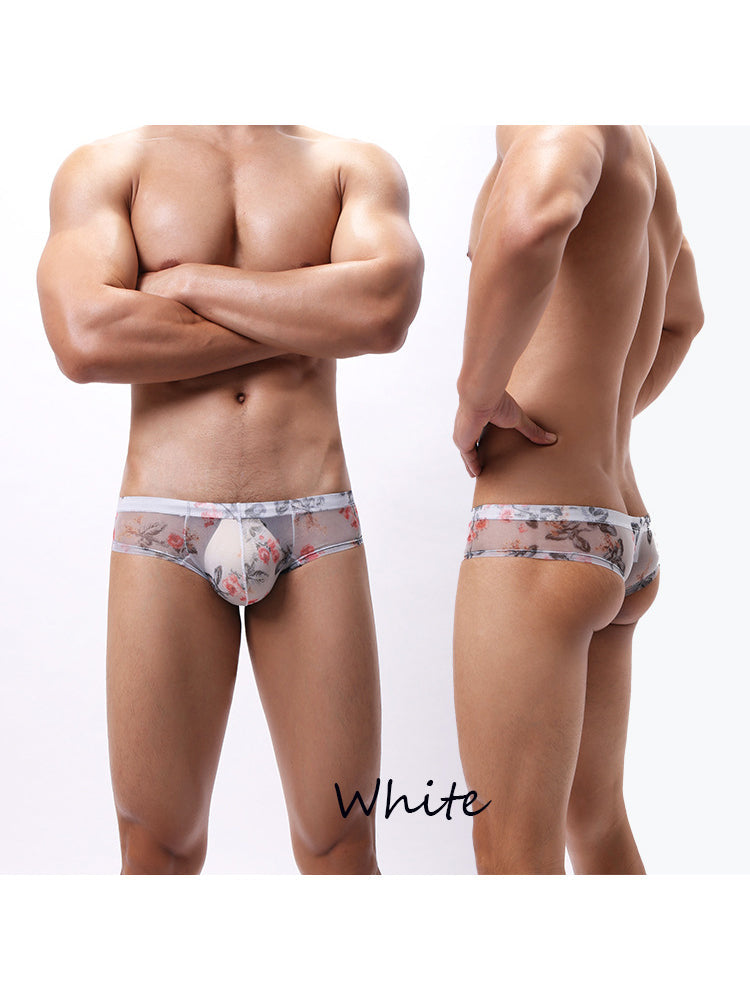 4-pack Men's Lace Print Sheer Mesh Bohemian Boxer Briefs | dmunderwear detail image 18