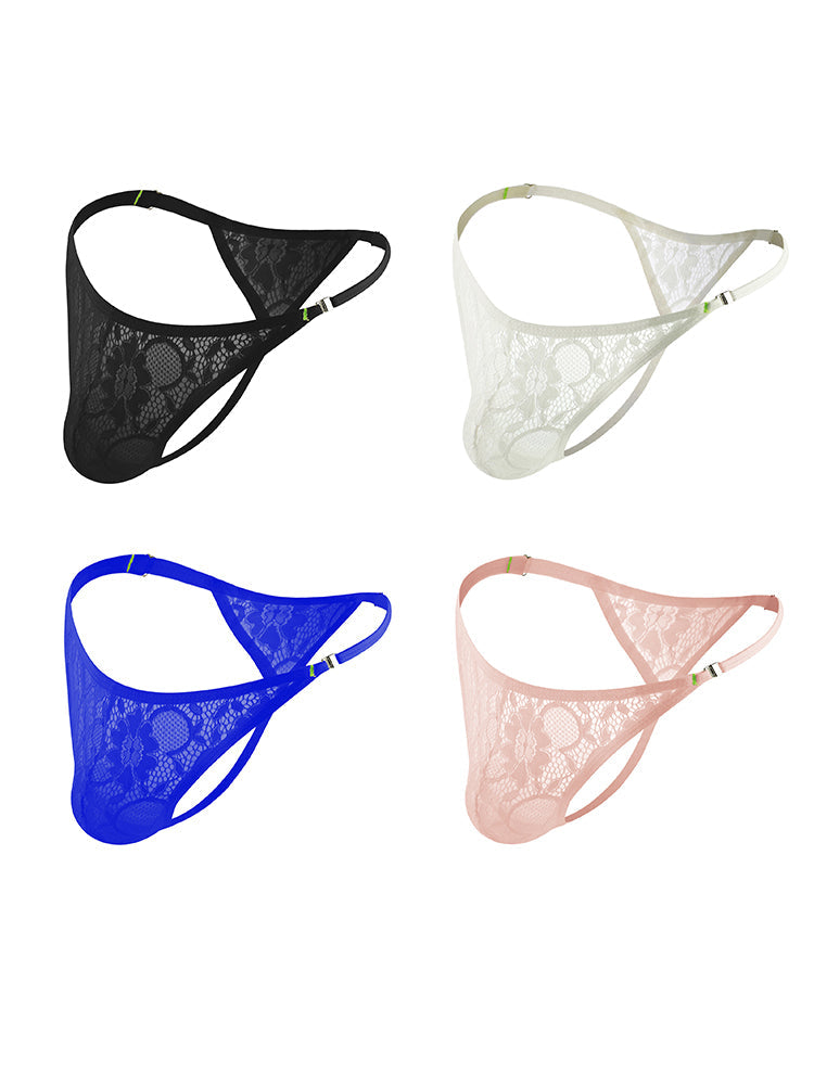 4-pack Men's Lace Side Buttoned Thongs | dmunderwear detail image 16