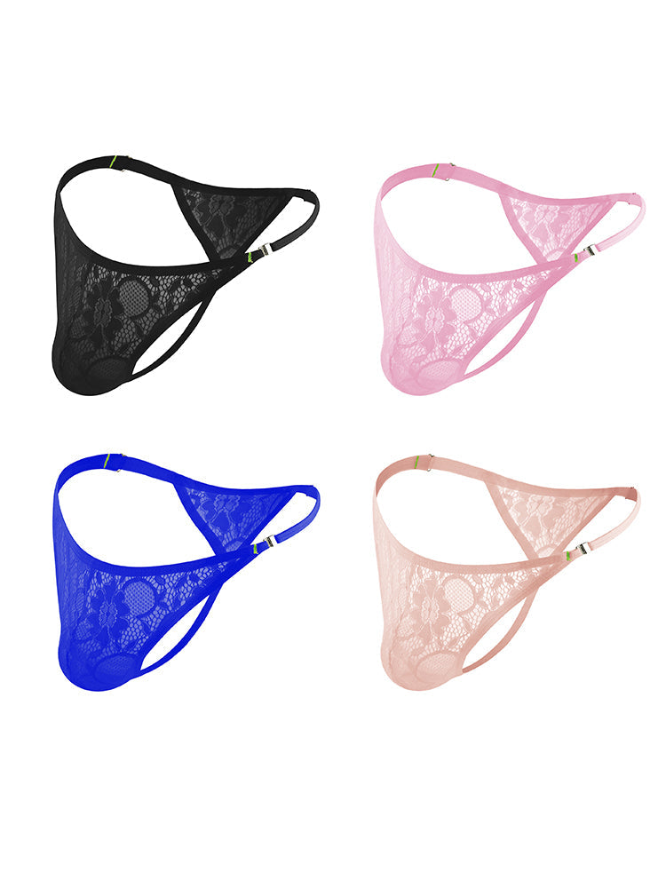 4-pack Men's Lace Side Buttoned Thongs | dmunderwear detail image 18