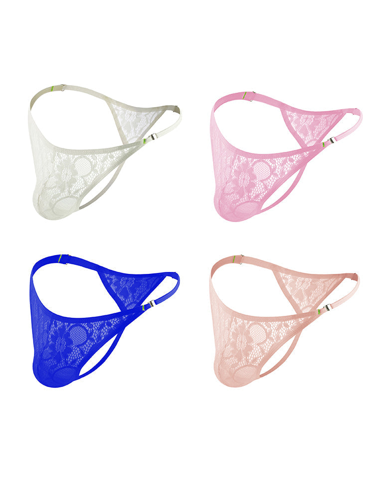 4-pack Men's Lace Side Buttoned Thongs | dmunderwear detail image 19
