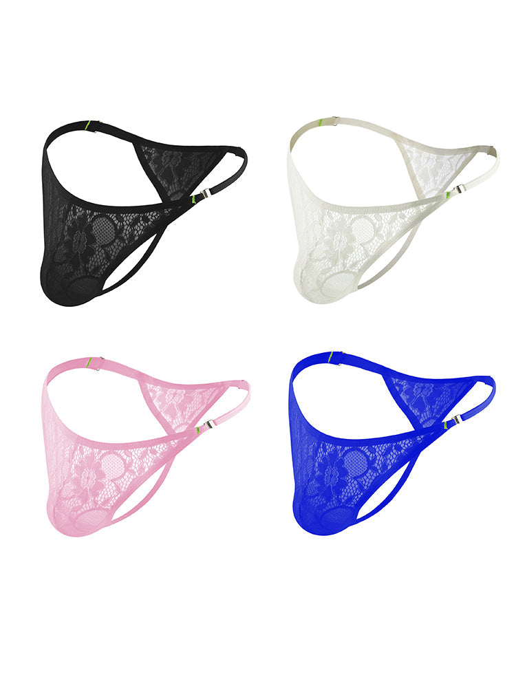 4-pack Men's Lace Side Buttoned Thongs | dmunderwear detail image 2