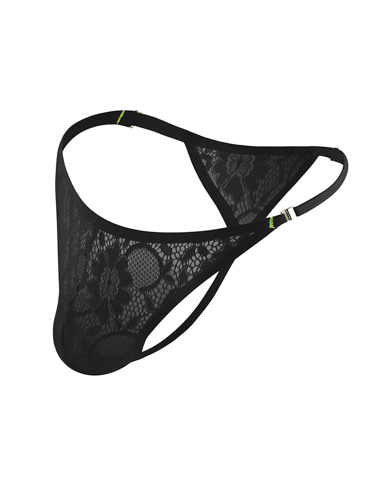 4-pack Men's Lace Side Buttoned Thongs | dmunderwear detail image 7