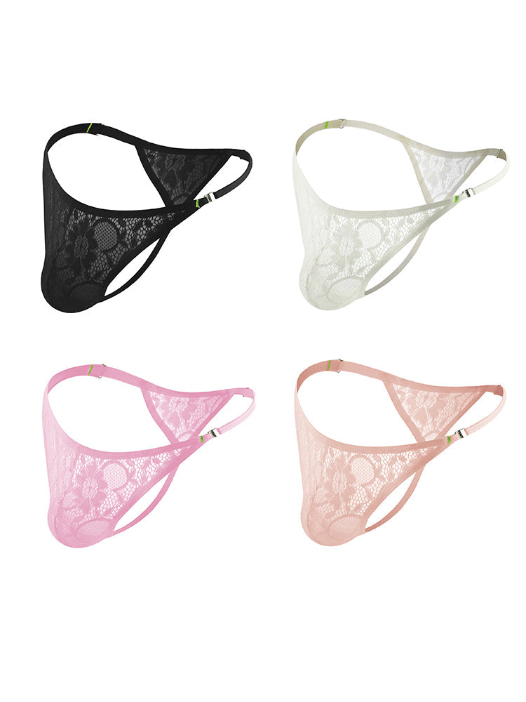 4-pack Men's Lace Side Buttoned Thongs | dmunderwear detail image 9