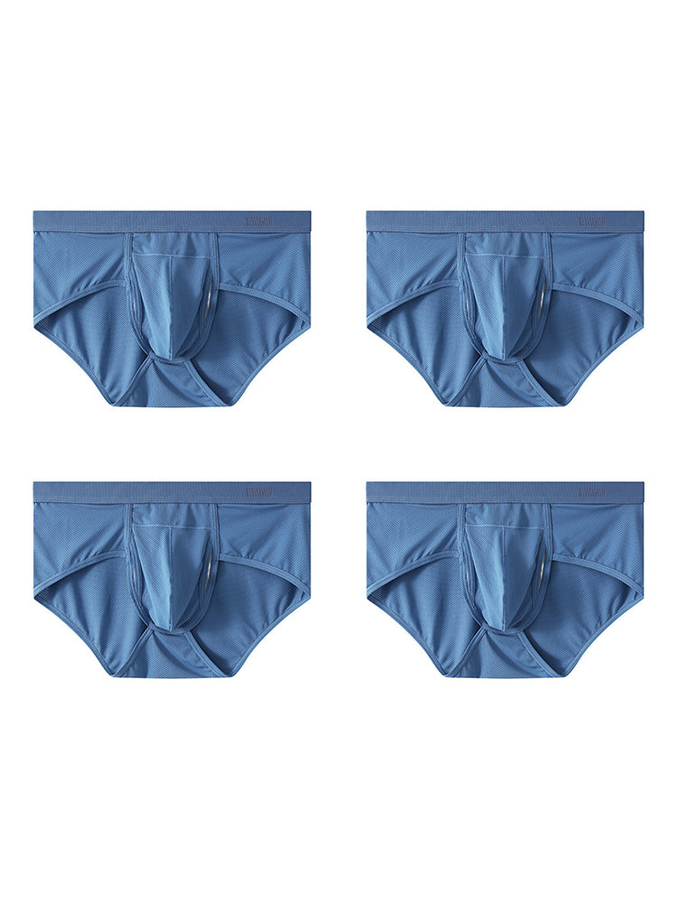 4 Pack Men's Large Pouch Separation Ice Silk Briefs | dmunderwear detail image 11