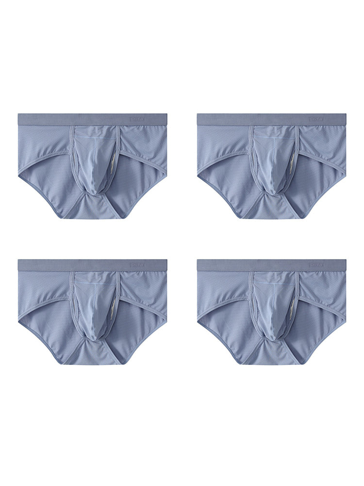 4 Pack Men's Large Pouch Separation Ice Silk Briefs | dmunderwear detail image 14