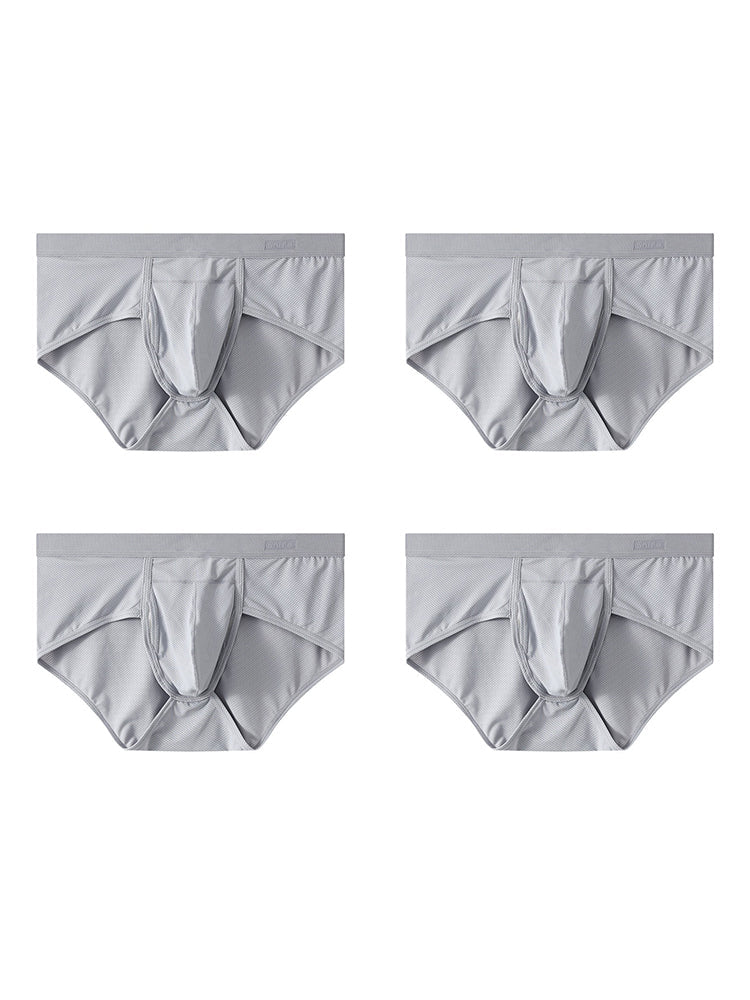4 Pack Men's Large Pouch Separation Ice Silk Briefs | dmunderwear detail image 15