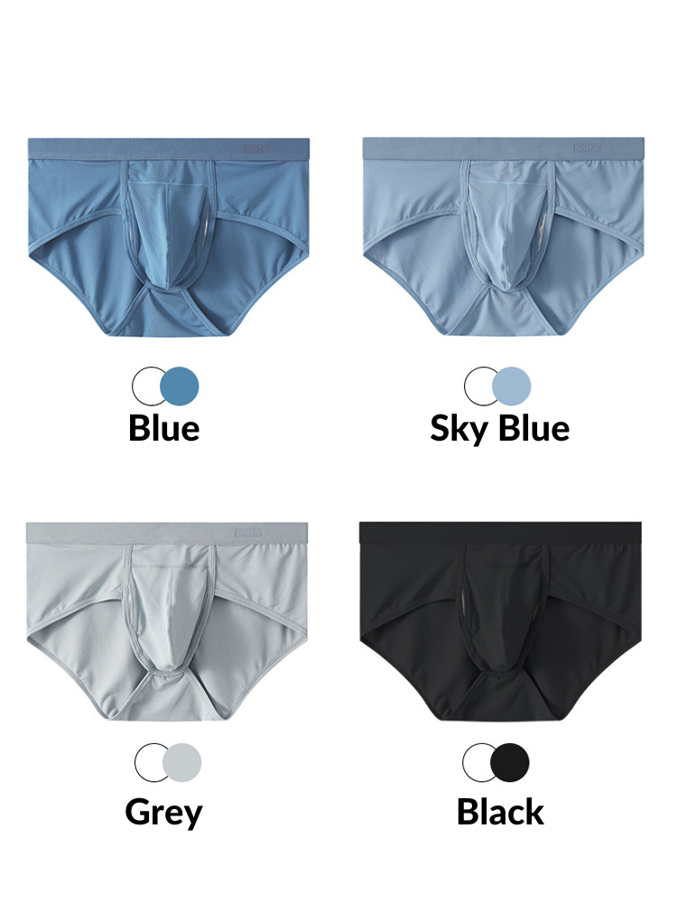 4 Pack Men's Large Pouch Separation Ice Silk Briefs | dmunderwear detail image 9