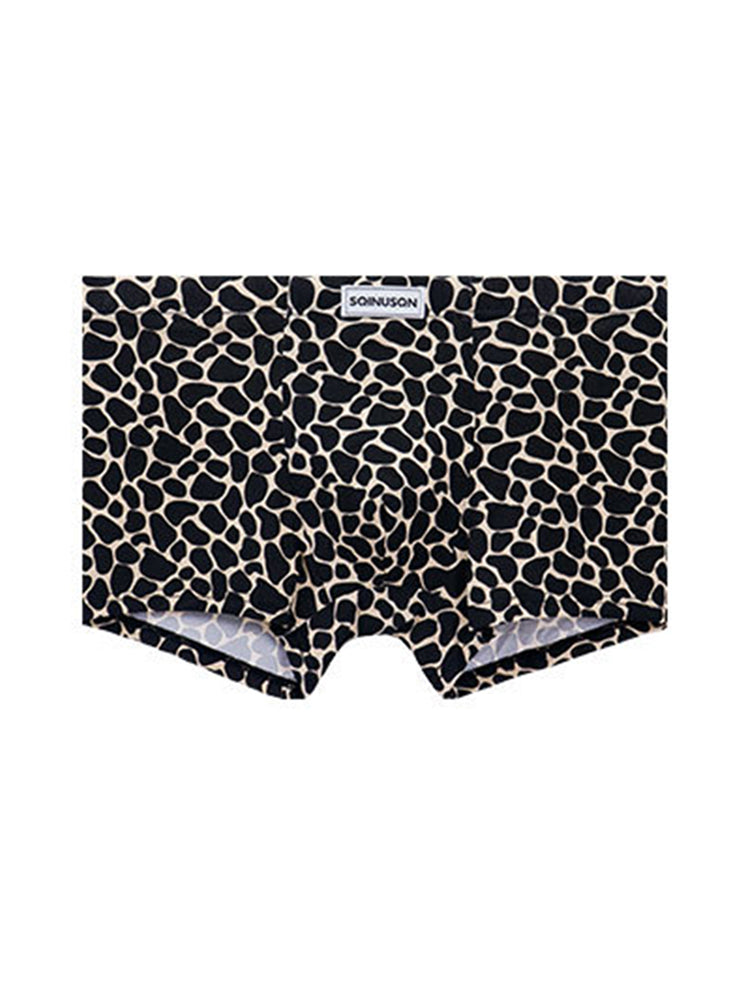 4 Pack Men's Leopard Print Mid-Rise Breathable Antibacterial Trunks | dmunderwear