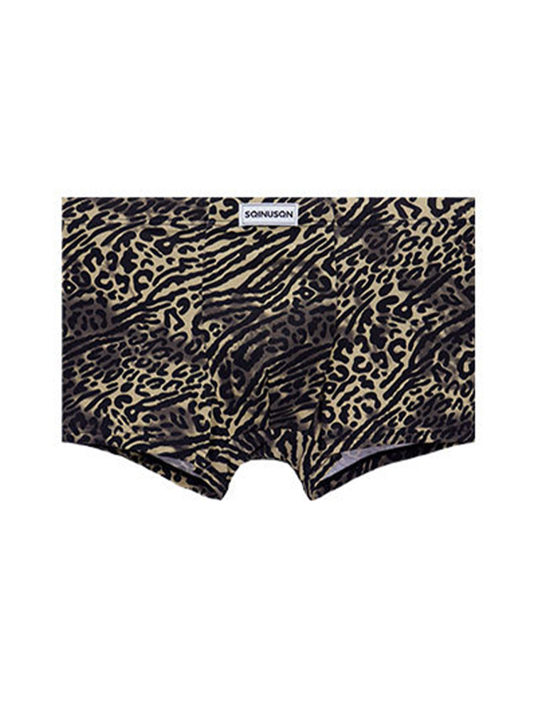 4 Pack Men's Leopard Print Mid-Rise Breathable Antibacterial Trunks | dmunderwear detail image 15