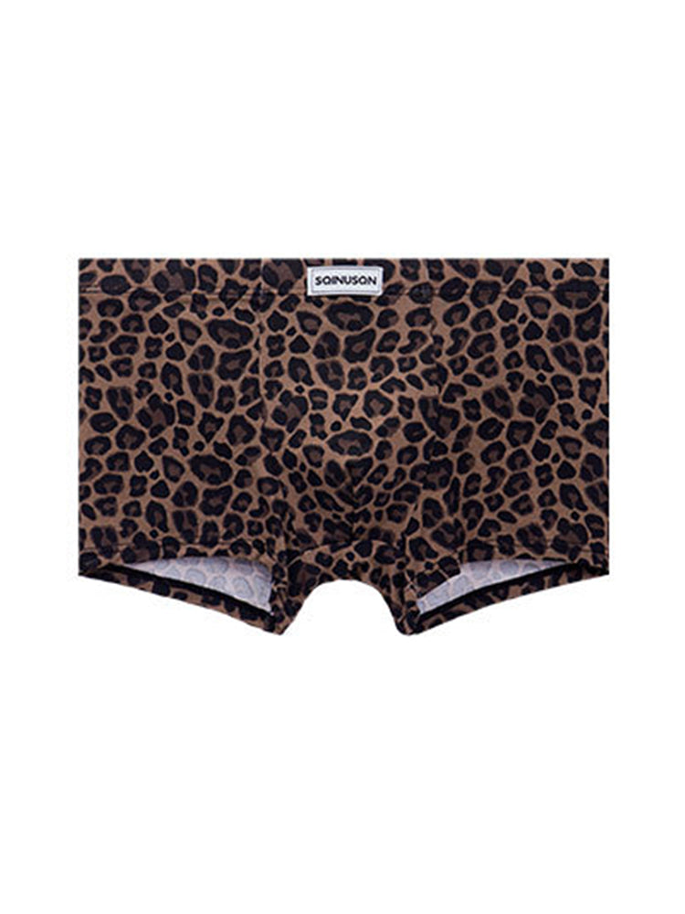 4 Pack Men's Leopard Print Mid-Rise Breathable Antibacterial Trunks | dmunderwear detail image 18