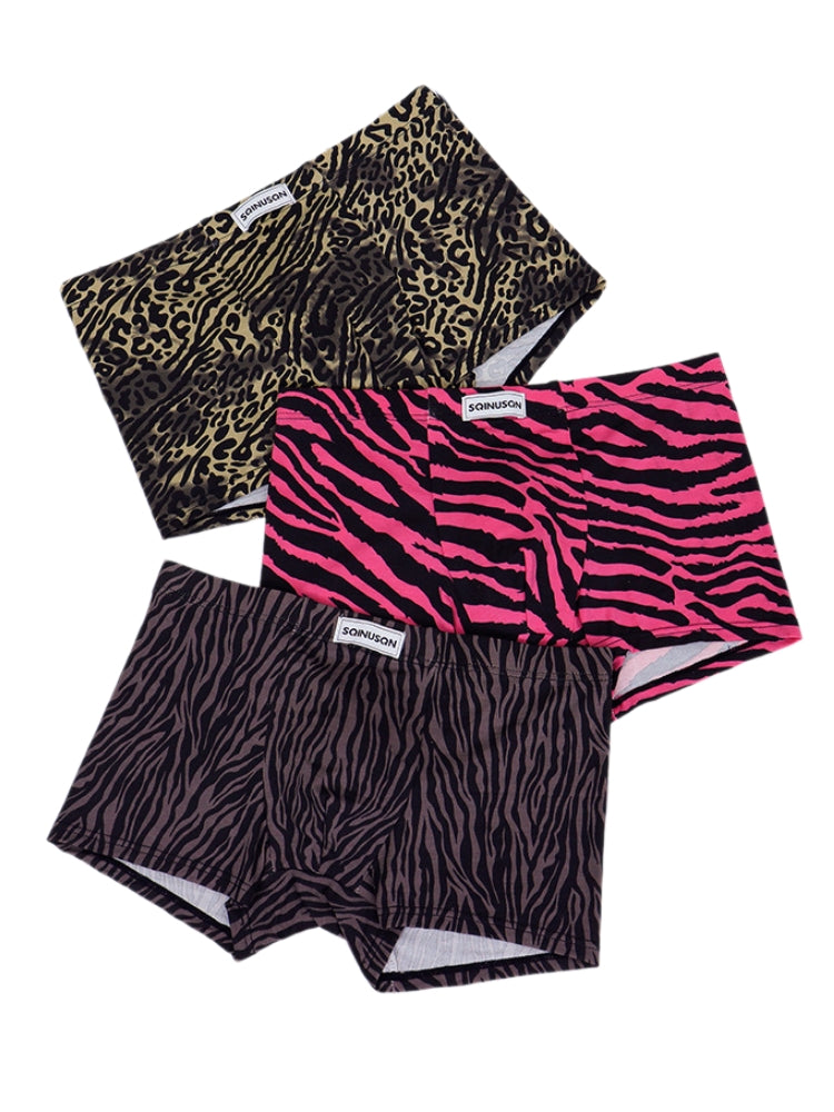 4 Pack Men's Leopard Print Mid-Rise Breathable Antibacterial Trunks | dmunderwear detail image 3