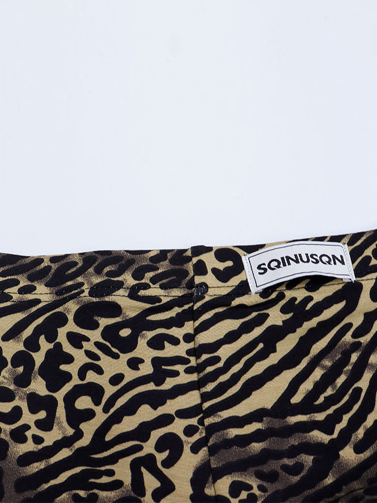 4 Pack Men's Leopard Print Mid-Rise Breathable Antibacterial Trunks | dmunderwear detail image 4
