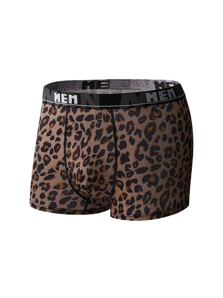 4-Pack Men's Leopard Print Mid-Rise Breathable Trunks | dmunderwear detail image 10