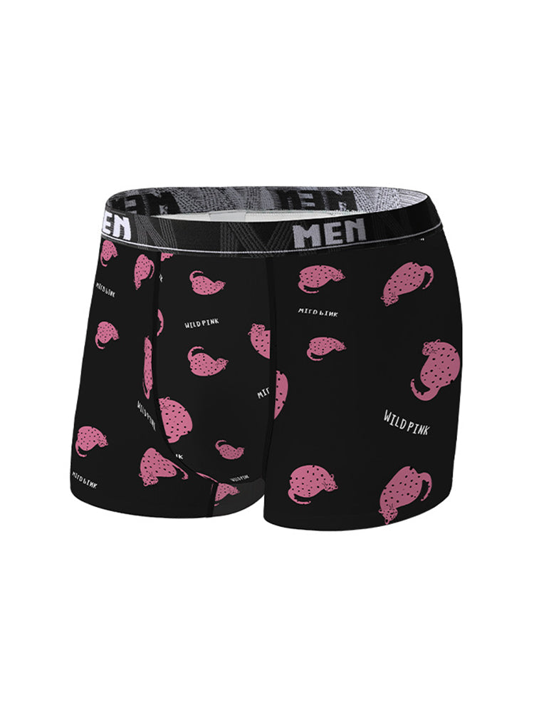 4-Pack Men's Leopard Print Mid-Rise Breathable Trunks | dmunderwear detail image 11