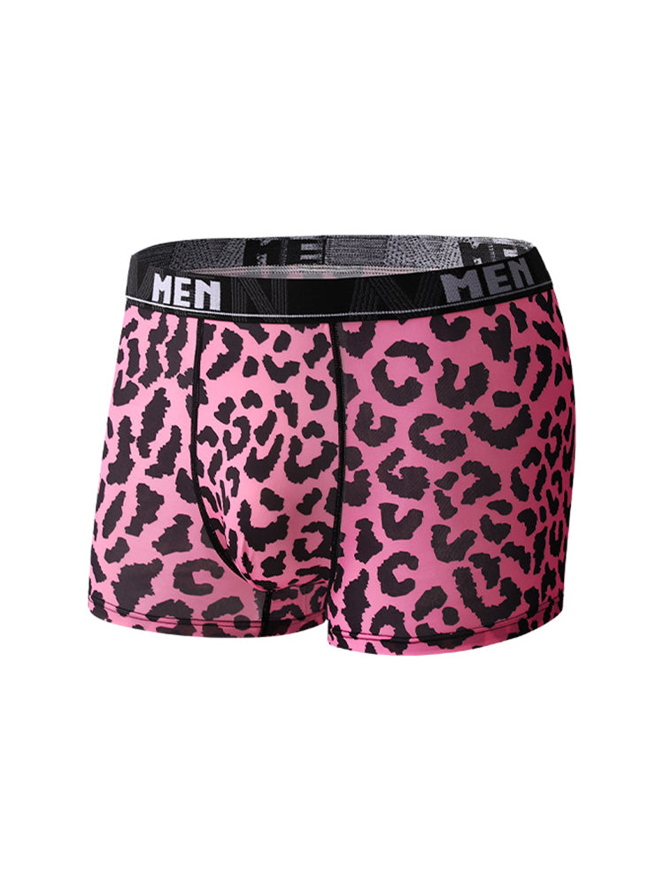 4-Pack Men's Leopard Print Mid-Rise Breathable Trunks | dmunderwear detail image 3