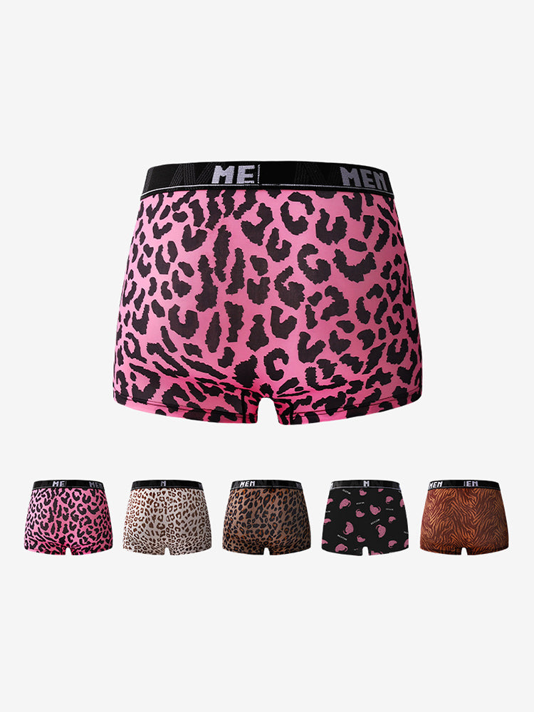 4-Pack Men's Leopard Print Mid-Rise Breathable Trunks | dmunderwear detail image 8