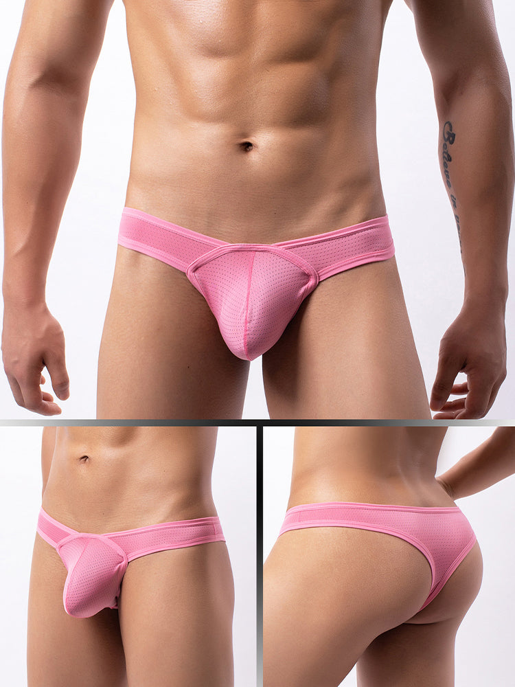 4 Pack Men's Low-Rise Breathable Mesh Lightweight Sexy Thongs | dmunderwear detail image 10