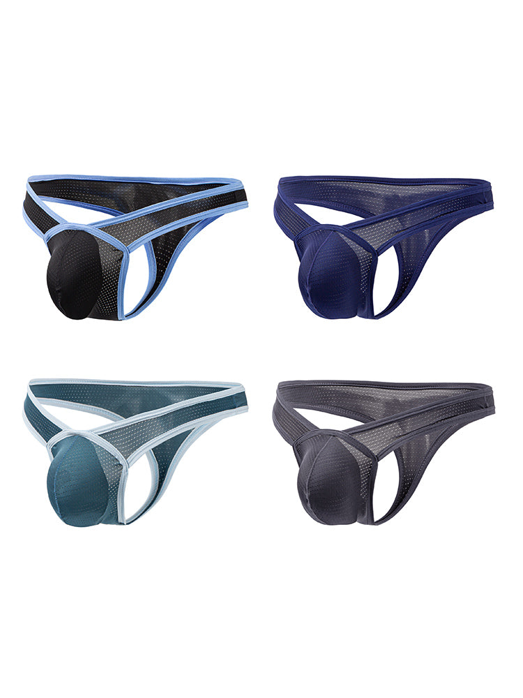 4 Pack Men's Low-Rise Breathable Mesh Lightweight Sexy Thongs | dmunderwear detail image 12