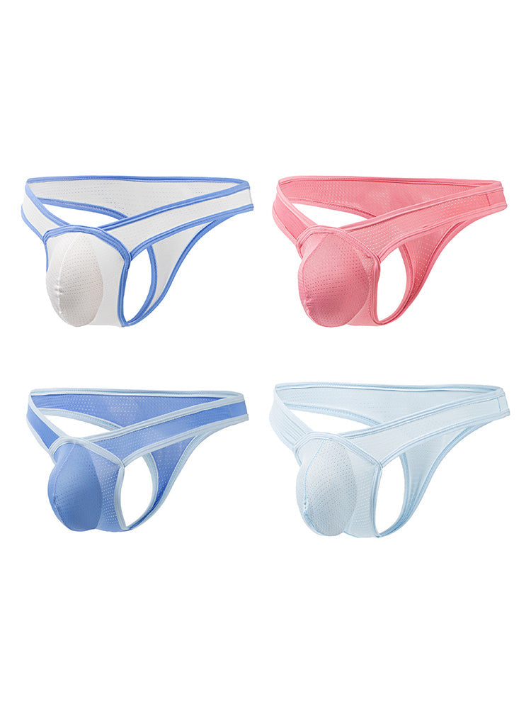 4 Pack Men's Low-Rise Breathable Mesh Lightweight Sexy Thongs | dmunderwear detail image 17