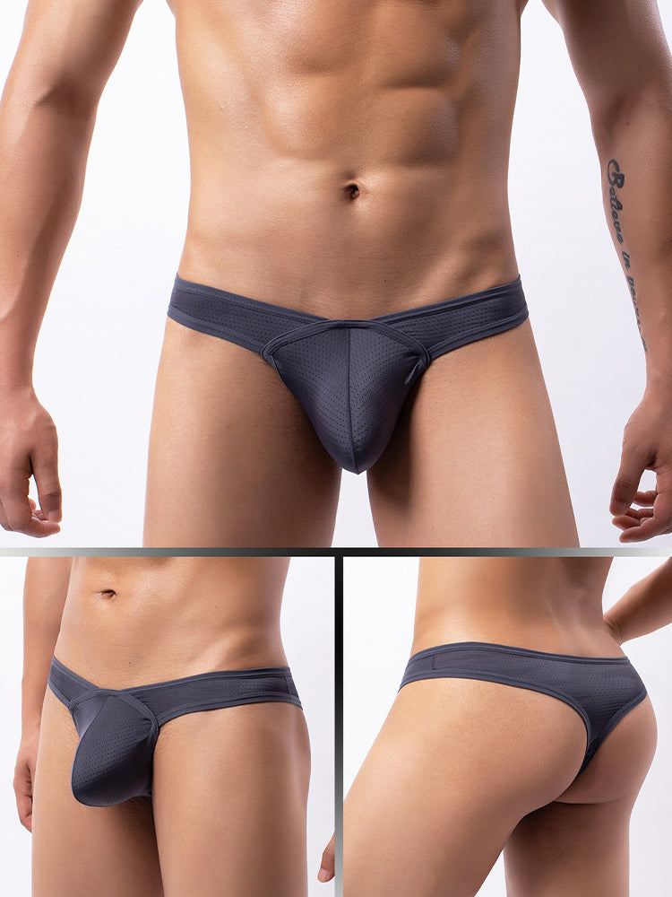 4 Pack Men's Low-Rise Breathable Mesh Lightweight Sexy Thongs | dmunderwear detail image 18