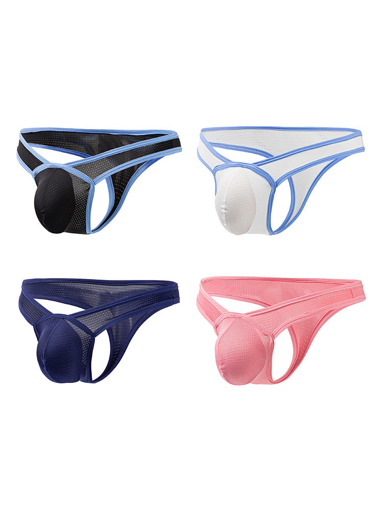 4 Pack Men's Low-Rise Breathable Mesh Lightweight Sexy Thongs | dmunderwear detail image 2