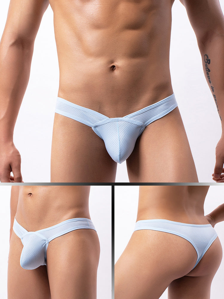 4 Pack Men's Low-Rise Breathable Mesh Lightweight Sexy Thongs | dmunderwear detail image 20