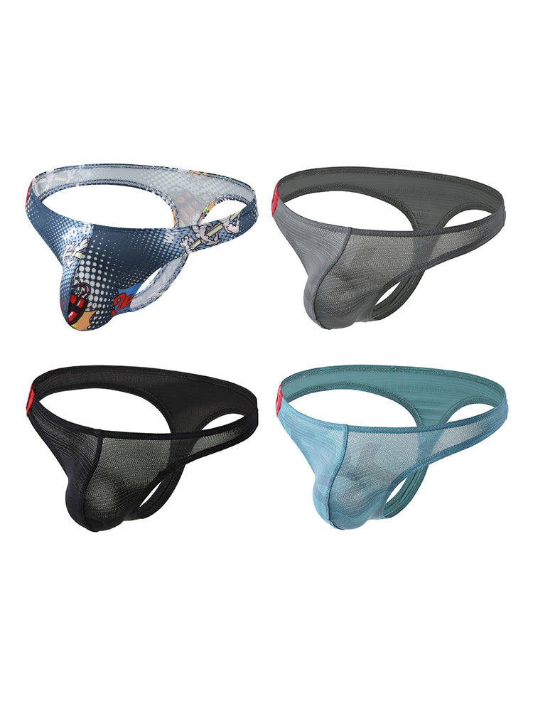 4 Pack Men's Low-Rise Moisture-Wicking Odor-Control Comfort Thongs | dmunderwear detail image 12