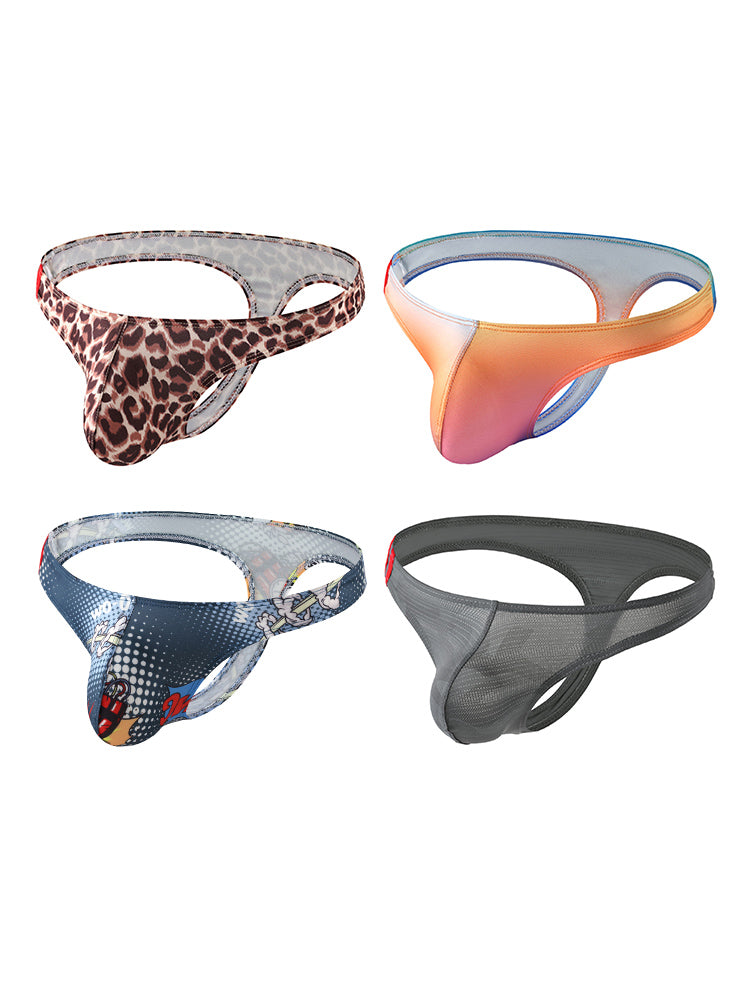 4 Pack Men's Low-Rise Moisture-Wicking Odor-Control Comfort Thongs | dmunderwear detail image 2