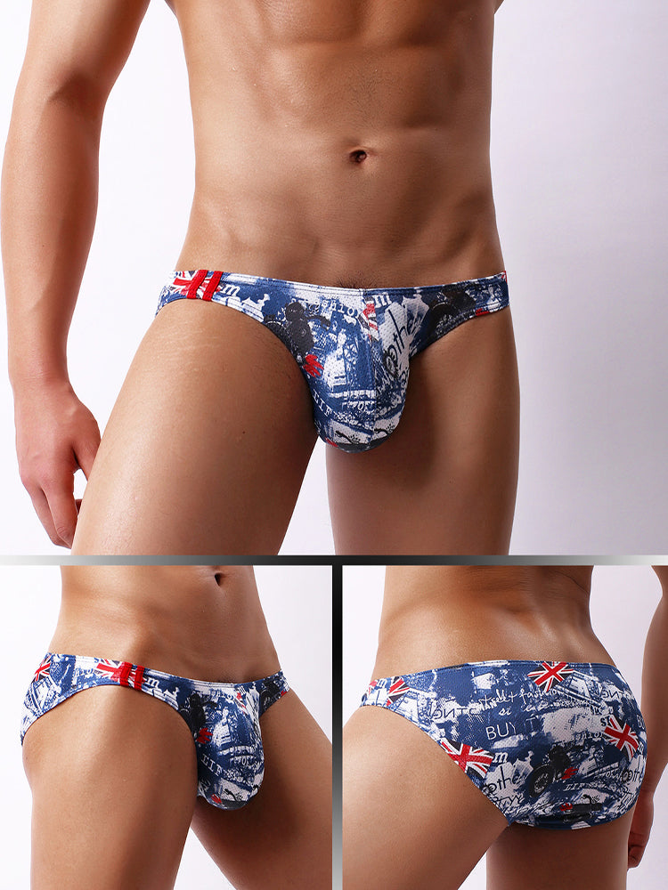 4 Pack Men's Low-Rise Printed U-Pouch Mesh for Breathability Briefs | dmunderwear detail image 16