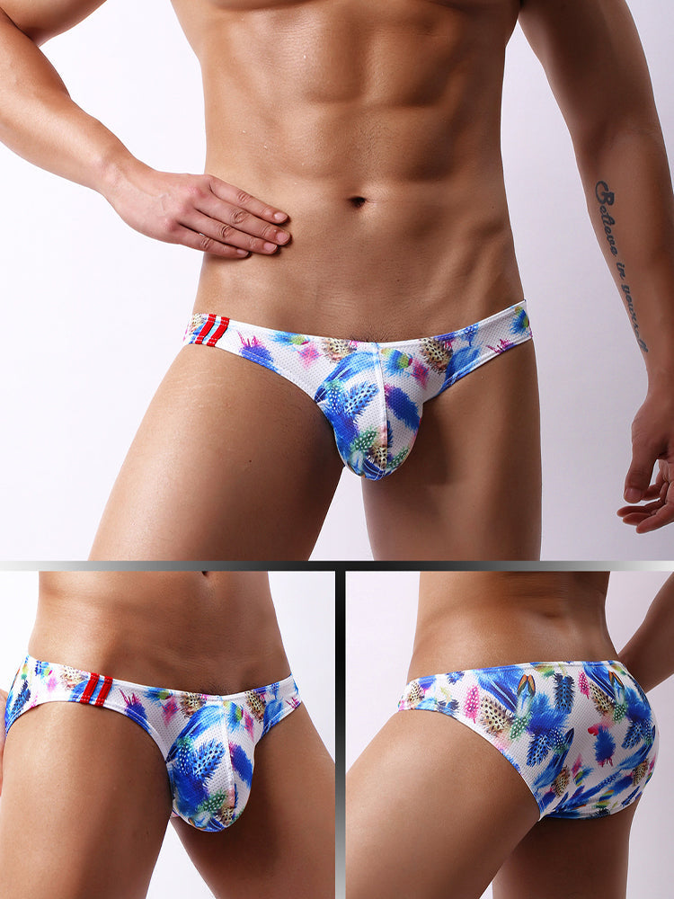 4 Pack Men's Low-Rise Printed U-Pouch Mesh for Breathability Briefs | dmunderwear detail image 18