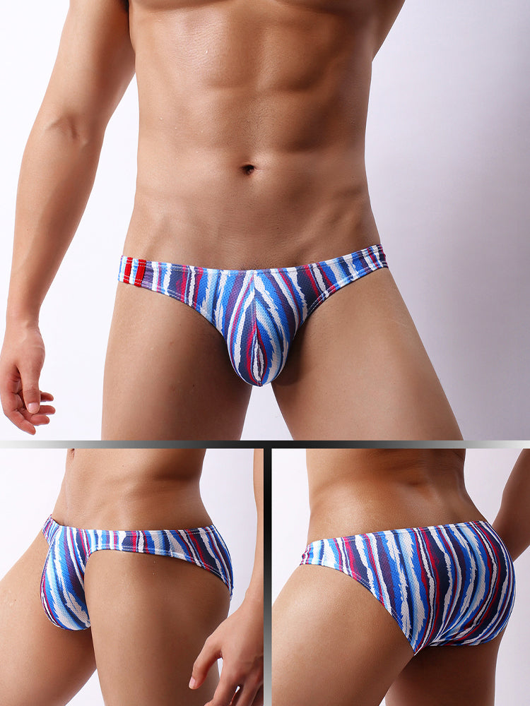 4 Pack Men's Low-Rise Printed U-Pouch Mesh for Breathability Briefs | dmunderwear detail image 19