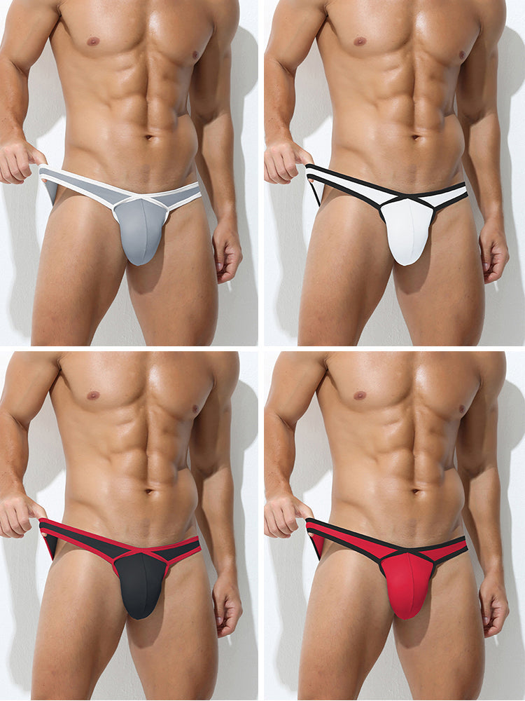 4 Pack Men's Low-Rise Sexy Narrow-Band Cooling U-Convex Breathable Comfortable Thong | dmunderwear detail image 2