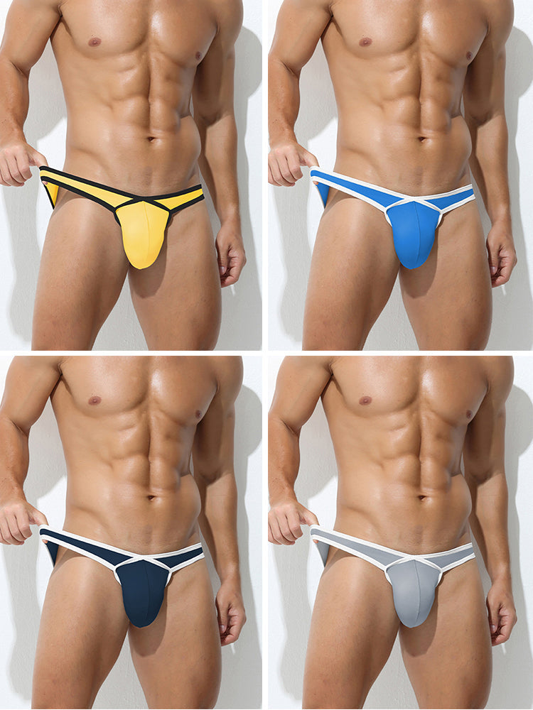 4 Pack Men's Low-Rise Sexy Narrow-Band Cooling U-Convex Breathable Comfortable Thong | dmunderwear detail image 7