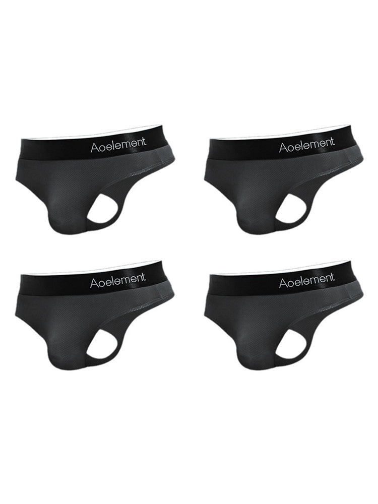 4 Pack Men's Low-Rise Stretchy U-Pouch Thongs | dmunderwear detail image 12