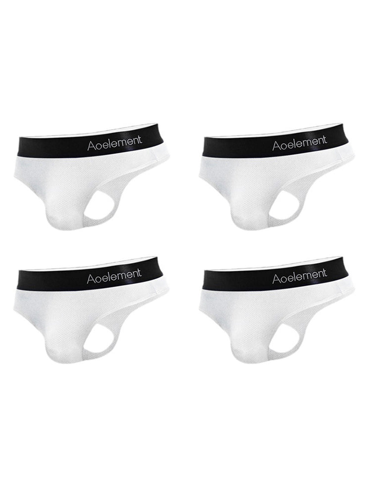 4 Pack Men's Low-Rise Stretchy U-Pouch Thongs | dmunderwear detail image 17