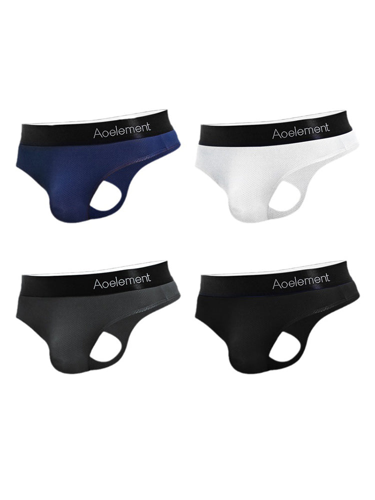 4 Pack Men's Low-Rise Stretchy U-Pouch Thongs | dmunderwear detail image 20