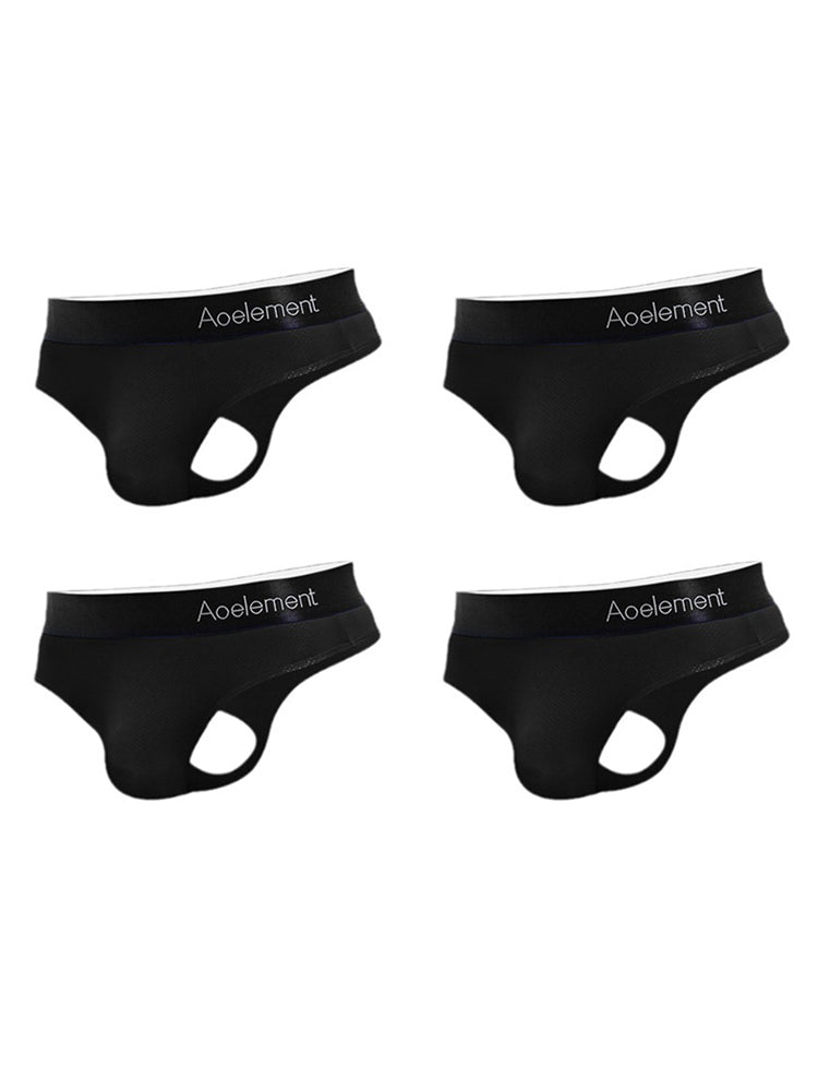 4 Pack Men's Low-Rise Stretchy U-Pouch Thongs | dmunderwear detail image 7