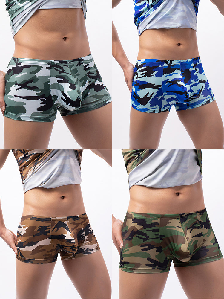 4-pack Men's Low-rise U-pouch Camouflage Boxer Briefs | dmunderwear detail image 2