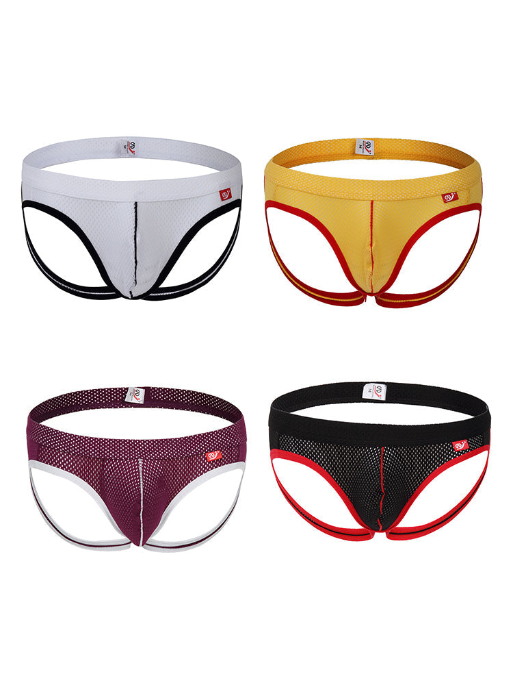 4 Pack Men's Low Waist Sexy Breathable Butt Lifting Stylish Comfortable Jockstrap | dmunderwear detail image 12