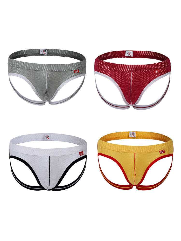 4 Pack Men's Low Waist Sexy Breathable Butt Lifting Stylish Comfortable Jockstrap | dmunderwear detail image 2