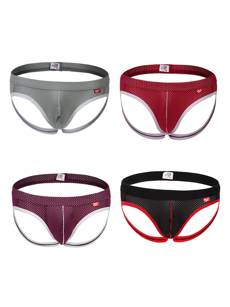 4 Pack Men's Low Waist Sexy Breathable Butt Lifting Stylish Comfortable Jockstrap | dmunderwear detail image 7